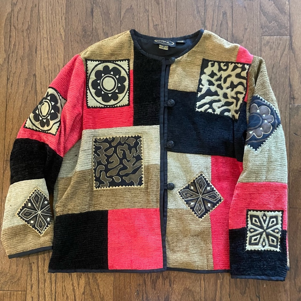 Vintage Alex Kim Jacket Artsy Patchwork Embroidered Art to Funky